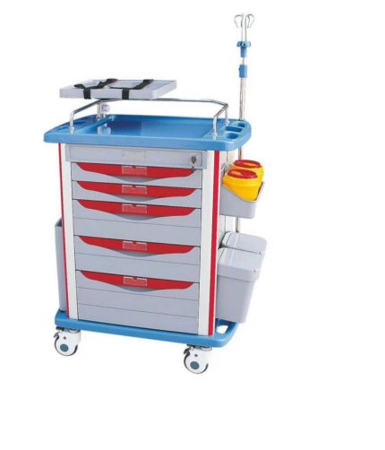 Emergency Crash Cart with Accessories IV Pole, Cardiac Board, O2 Holder, Mobile Cart, Trash Can, Drawer for Clinic,Nursing Center, 30"" L x 19"" W x 38"" H, 66548 Product dimensions 76.2D x 48.3W x 96.5H centimetres Material ABS Colour Grey Special feature Durable Number of shelves 1